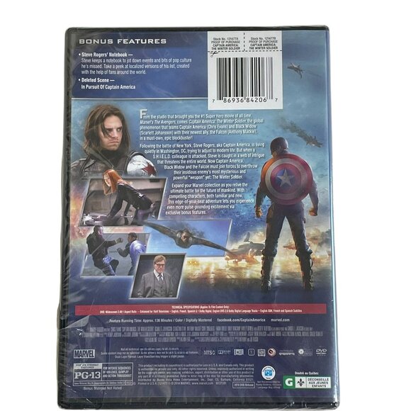 Captain America Winter Solider Superhero DVD 2014 u PG13 Chris Evans Samuel L Ja - Picture 2 of 2